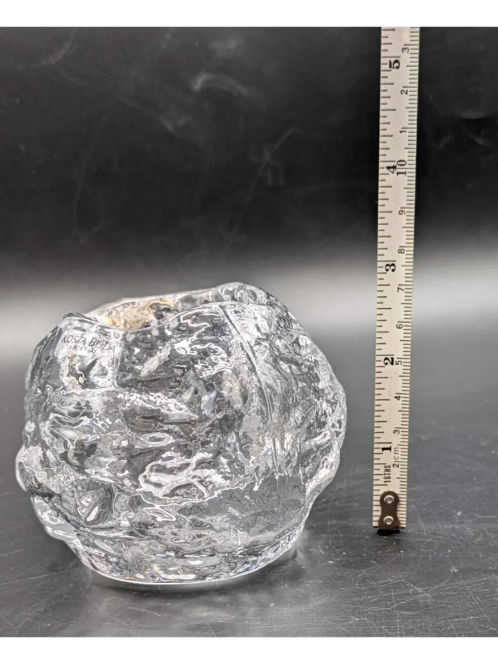 Kosta Boda Votive Candle Holder Snowball Clear Crystal Glass Sweden 3